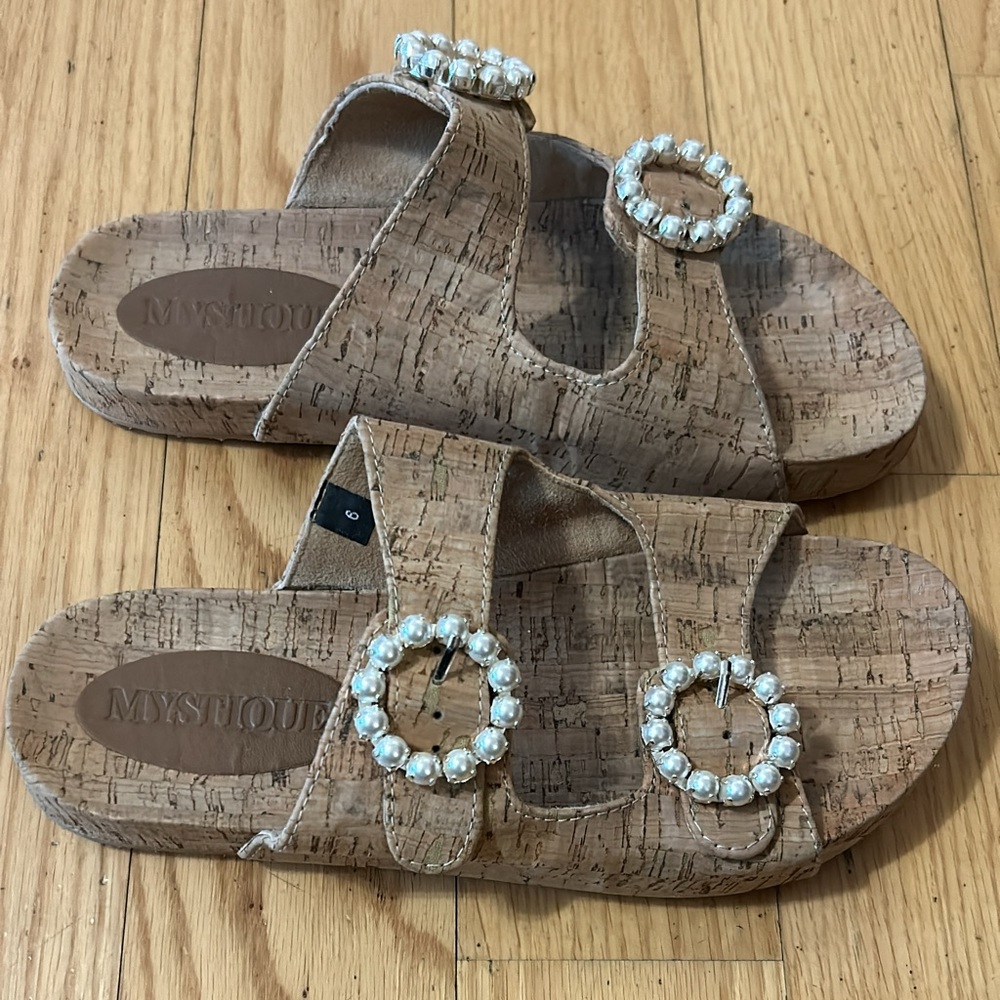 Mystique cork sandals.
